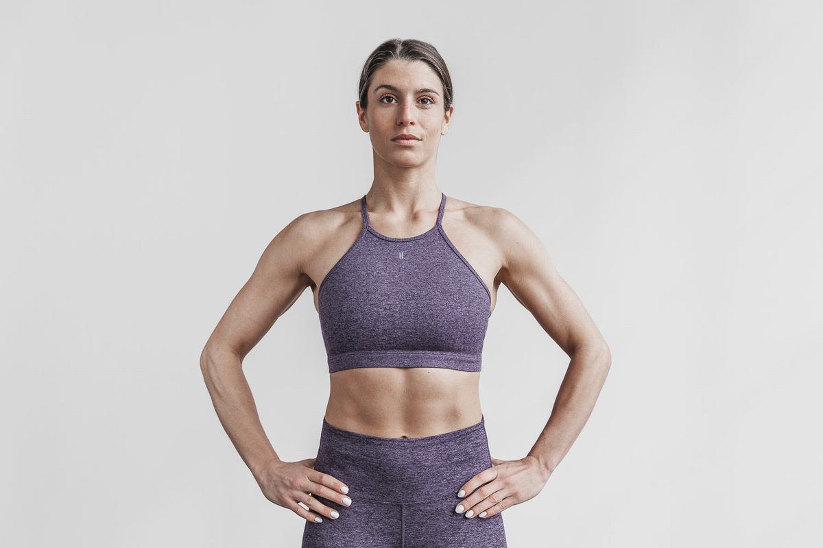 Nobull Halter Matte Women\'s Sports Bras Deep Lavender | Australia (QA0231)